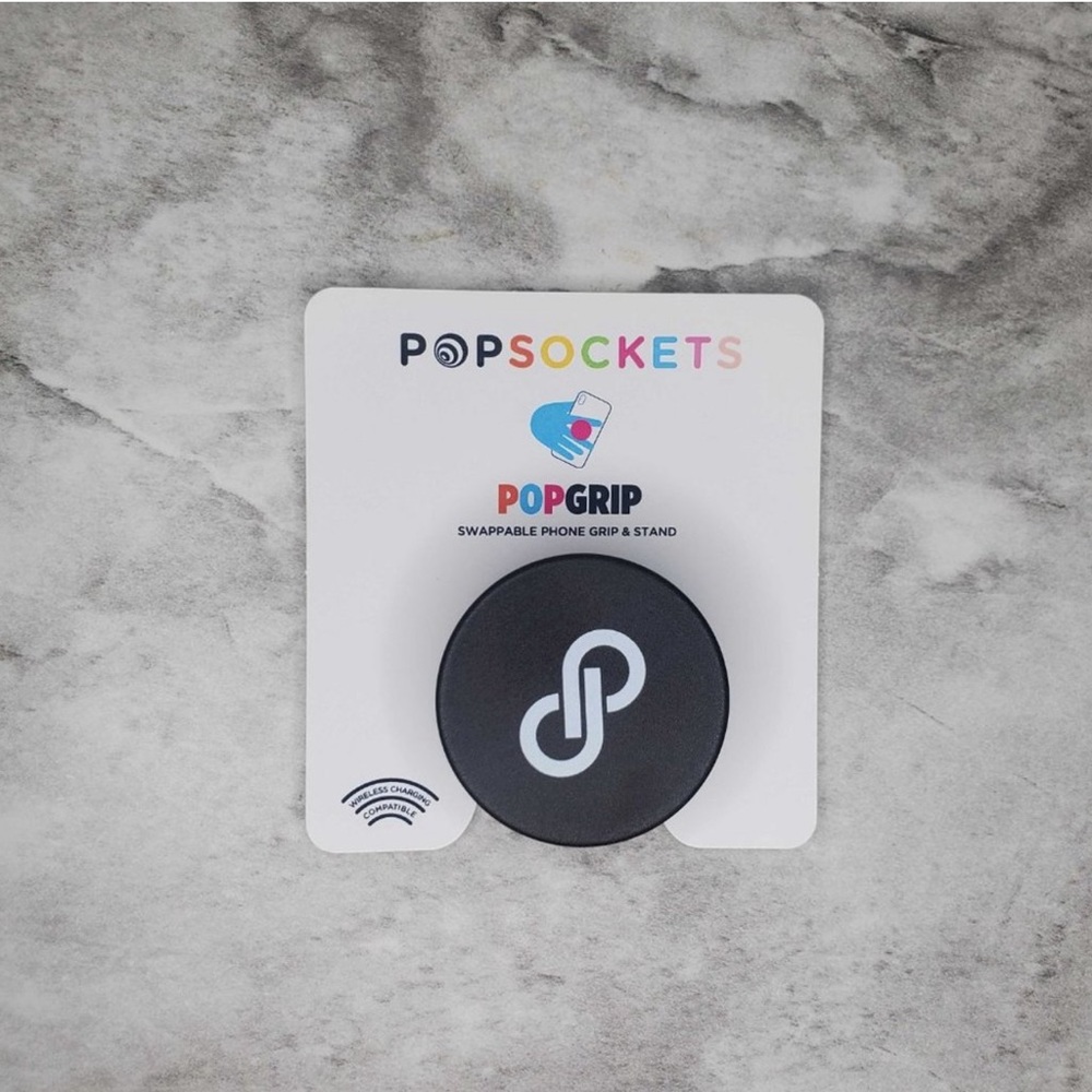 🎉HP 5/2/23 Poshmark Pop Socket Round 1.5 X 1.5” Black White Logo - Picture 4 of 6